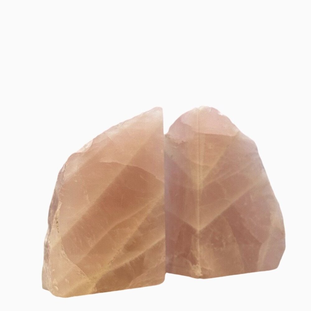 Pink Rose Quartz Crystal Bookends, Natural Characteristics Unique Bookshelf (AH) - Picture 6 of 10